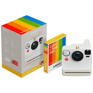Polaroid Now Generation 3 Pebble White + Color Film Bundle (8 photos)