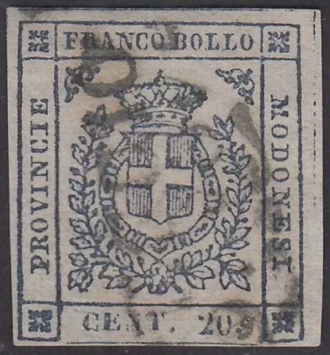 Italiaanse oude staten - Modena 1859 - Governo Provvisorio di Modena, c. 20 ardesia violaceo - Sassone N. 15