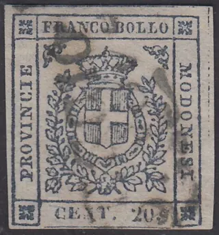 Italiaanse oude staten - Modena 1859 - Governo Provvisorio di Modena, c. 20 ardesia violaceo - Sassone N. 15
