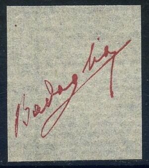Italië 1943 - Typographic proof in red of Badoglio overprint on light paper. With certificate - CEI