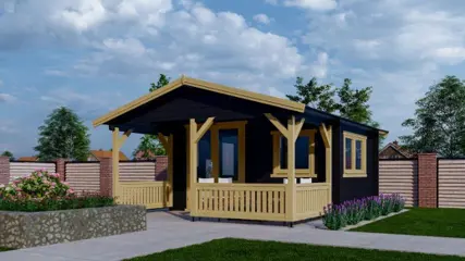 Tuinhuis-Blokhut 4x3+2: 440 x 340 x 265 (h) cm