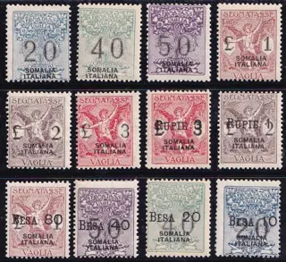 Italiaans Somalië 1939 - Postage due for postal order, 2 sets, 12 values - sassone 1/12