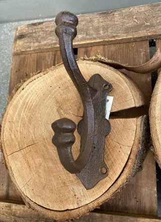 GIETIJZEREN KAPSTOKHAAK GROOT JAS KLASSIEK DUBBEL NIEUW