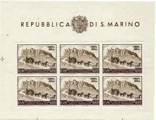 San Marino 1951 - Unione Postale Universale L. 300. Foglietto - Sassone N. 10