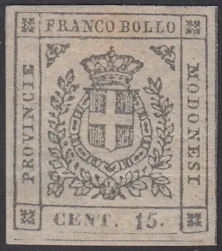 Italiaanse oude staten - Modena 1859 - Governo Provvisorio di Modena, c. 15 grigio II composizione - Sassone N. 14